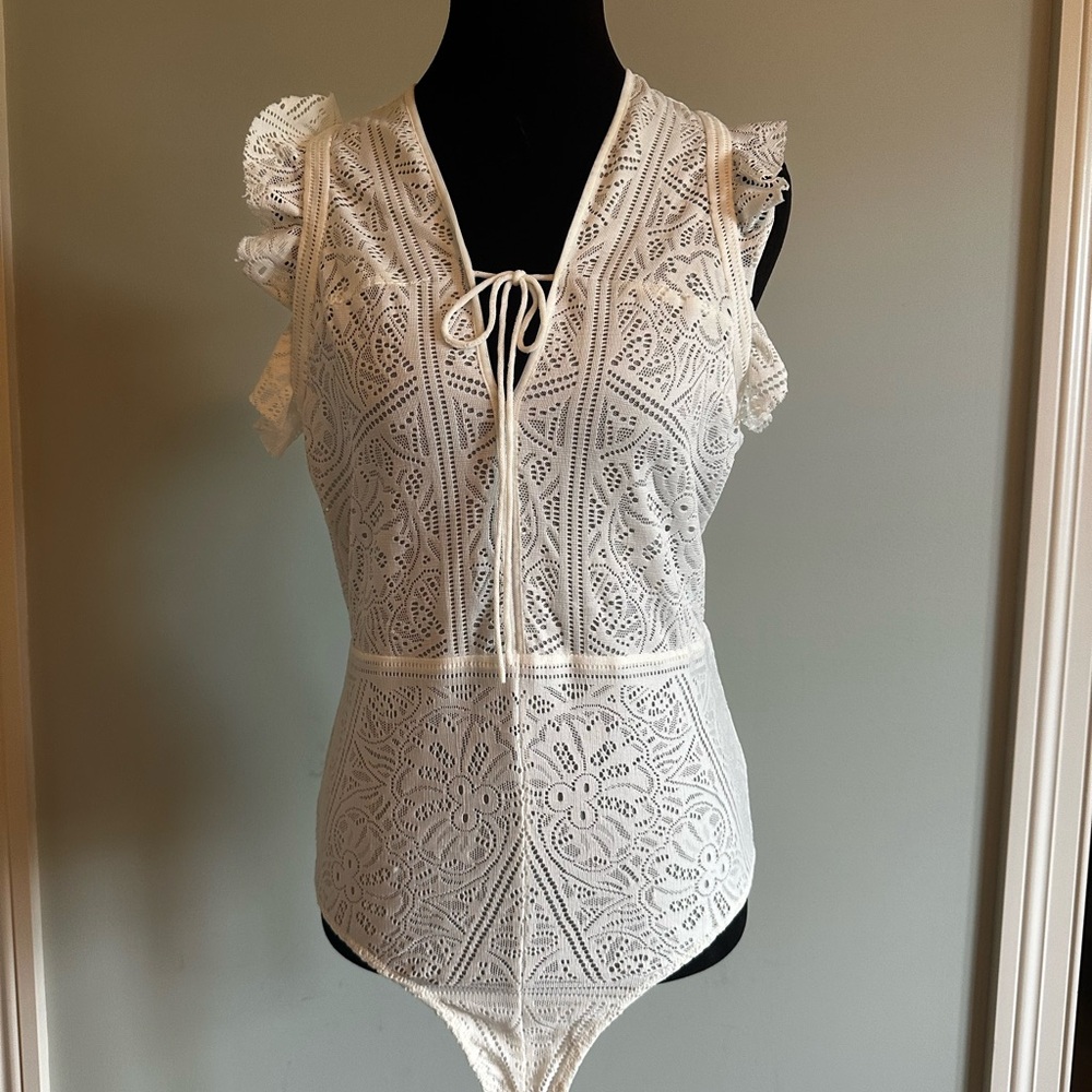 BCBGMaxAzria Ivory Lace Bodysuit